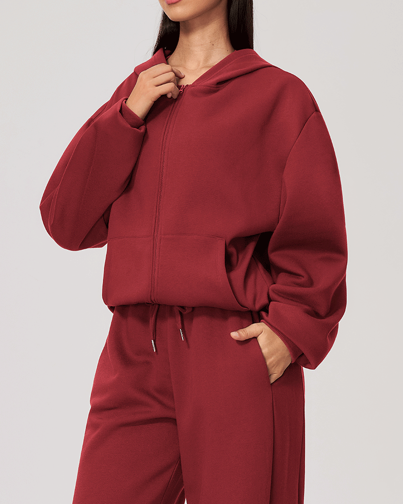 Oversized Hooded Zip-Up Jacket