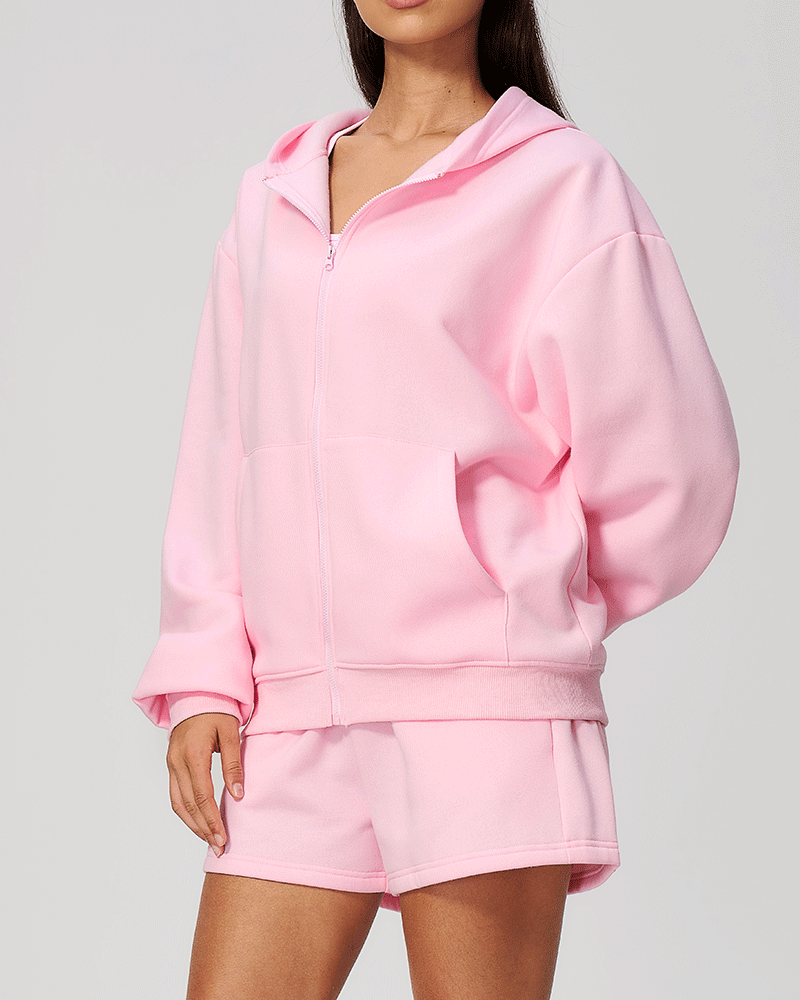 Oversized Hooded Zip-Up Jacket