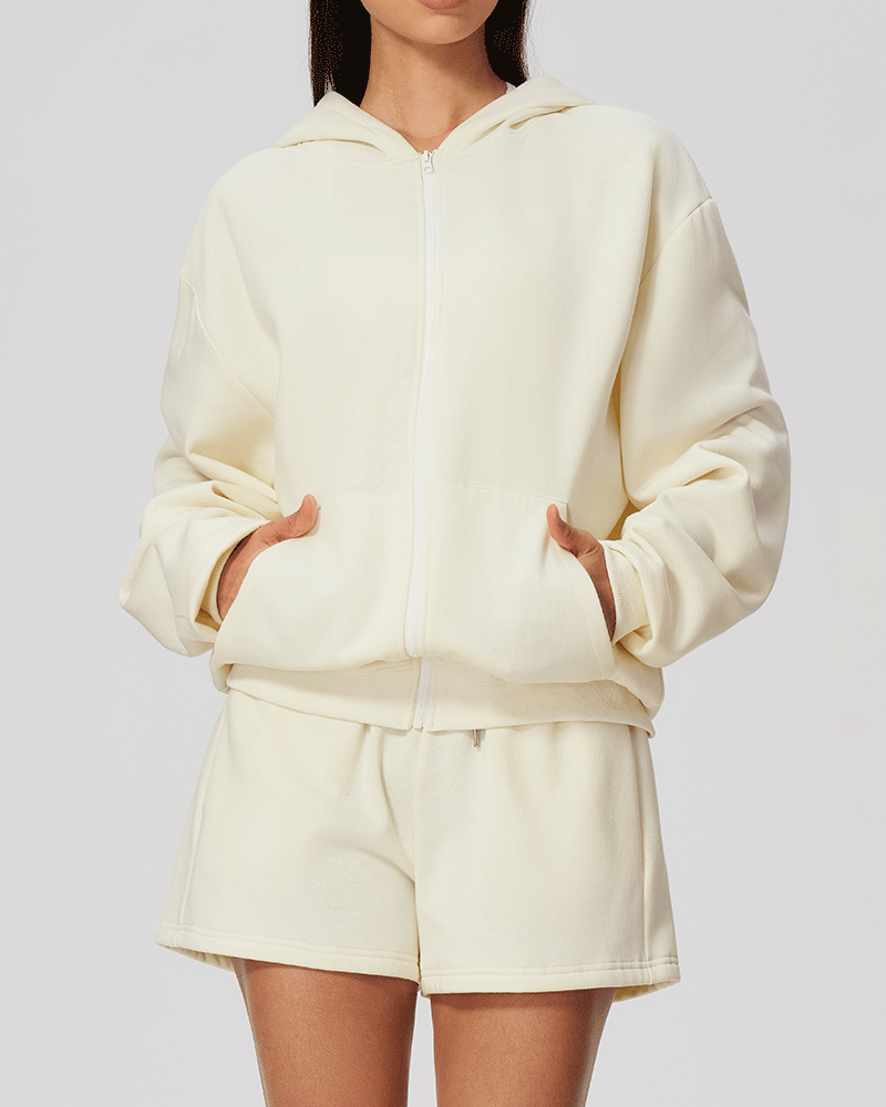 Oversized Hooded Zip-Up Jacket