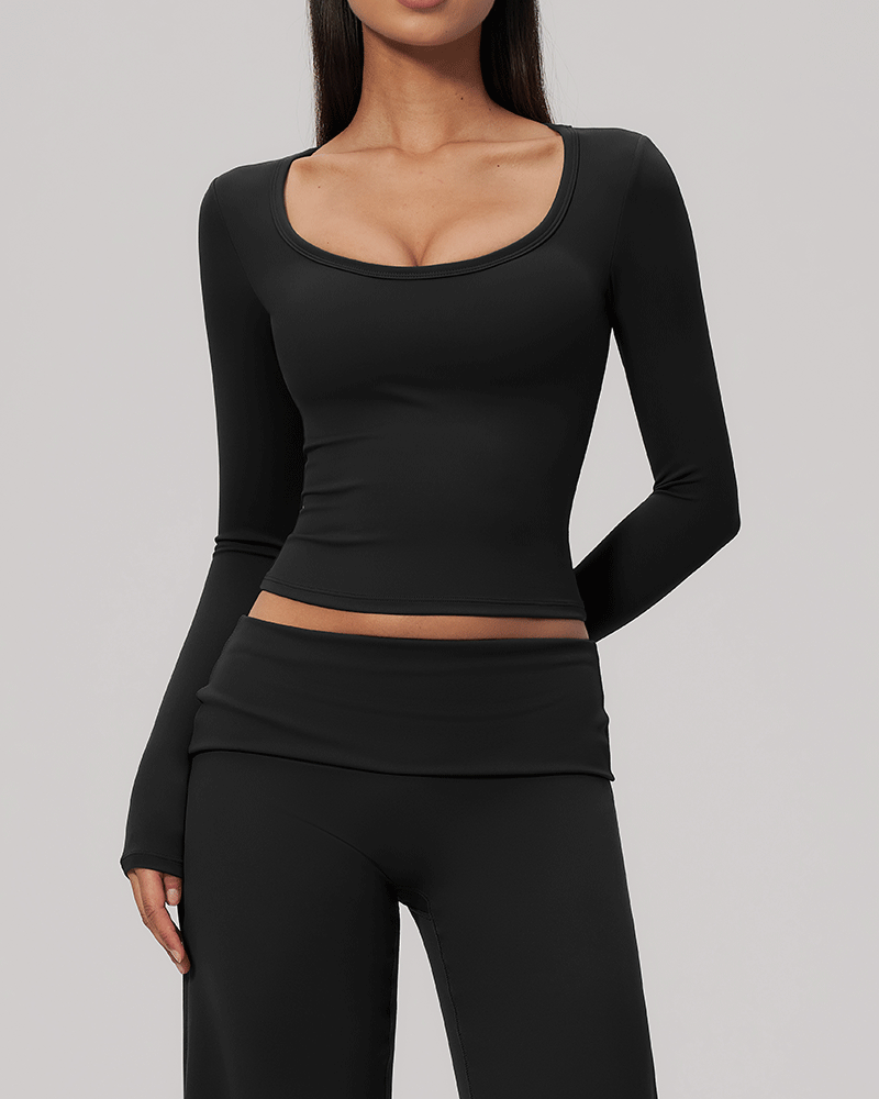 Sculpted Waist Long-Sleeve Performance Top