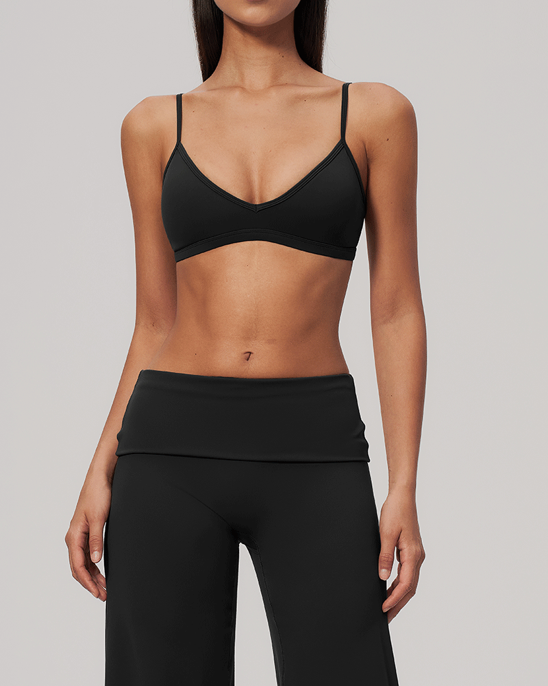 Sculpted V-Neck Open-Back Sports Bra