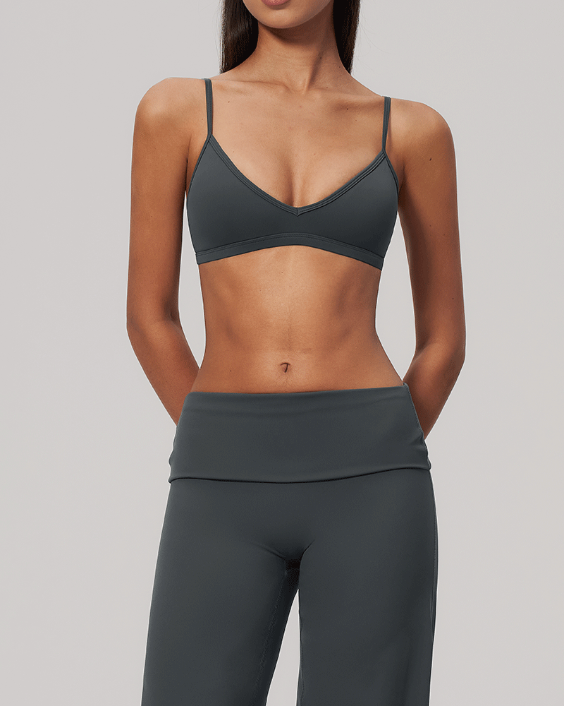 Sculpted V-Neck Open-Back Sports Bra