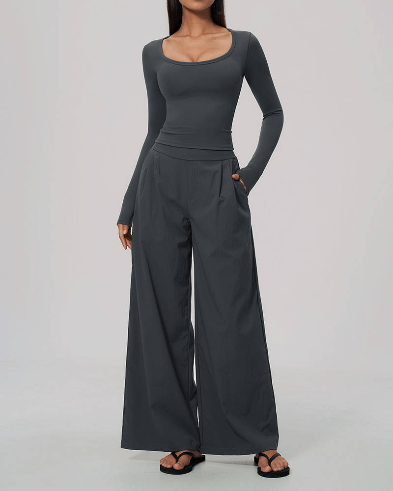 Sculpted Waist Long-Sleeve Performance Top