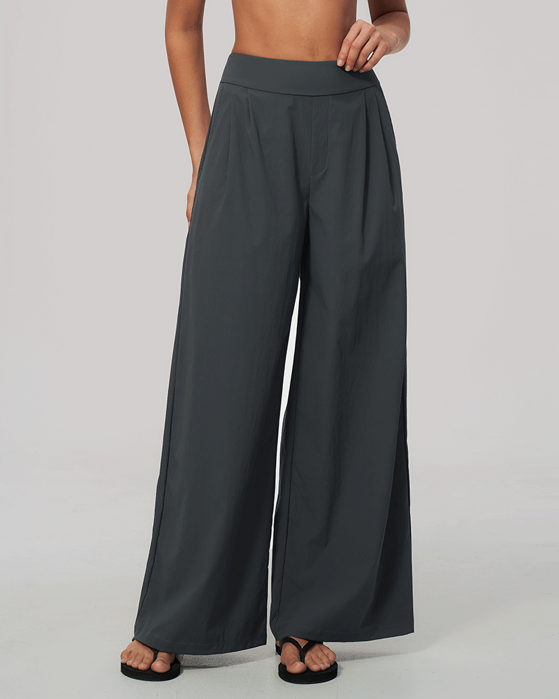 High-Waist Dual-Waistband Wide-Leg Pants