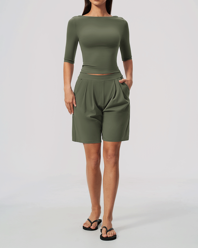 Brushed High-Waist Performance Shorts