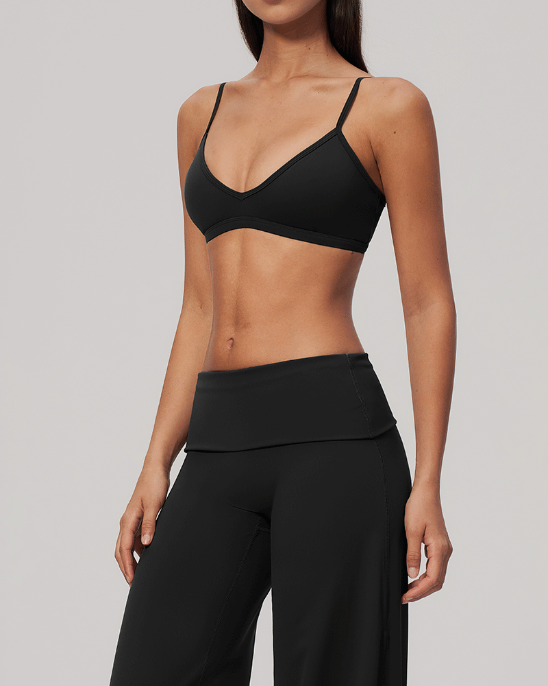 Sculpted V-Neck Open-Back Sports Bra