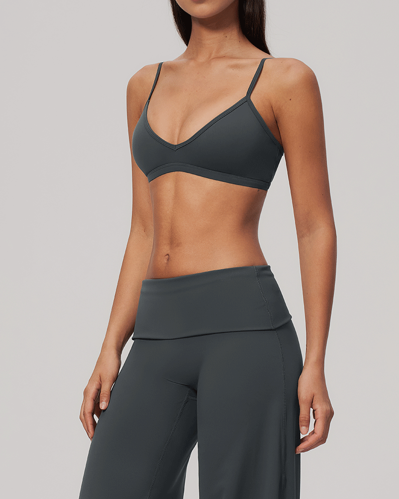 Sculpted V-Neck Open-Back Sports Bra