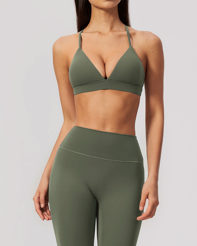 Brushed V-Neck Crossback Performance Bra