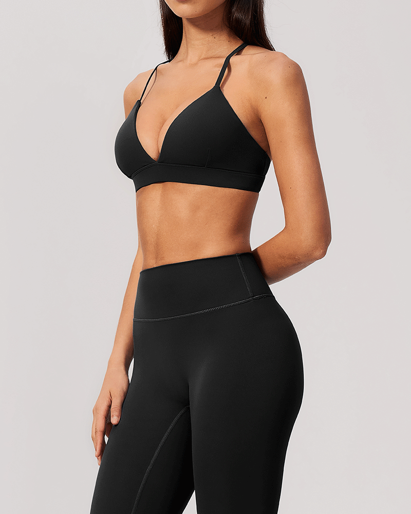 Brushed V-Neck Crossback Performance Bra