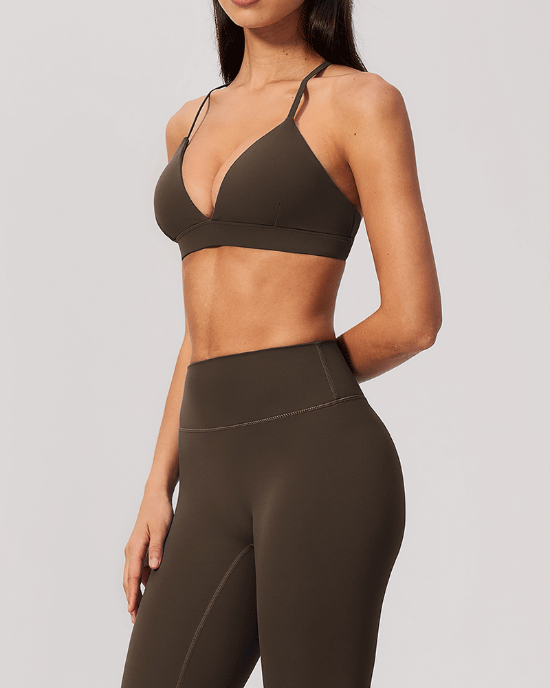 Brushed V-Neck Crossback Performance Bra