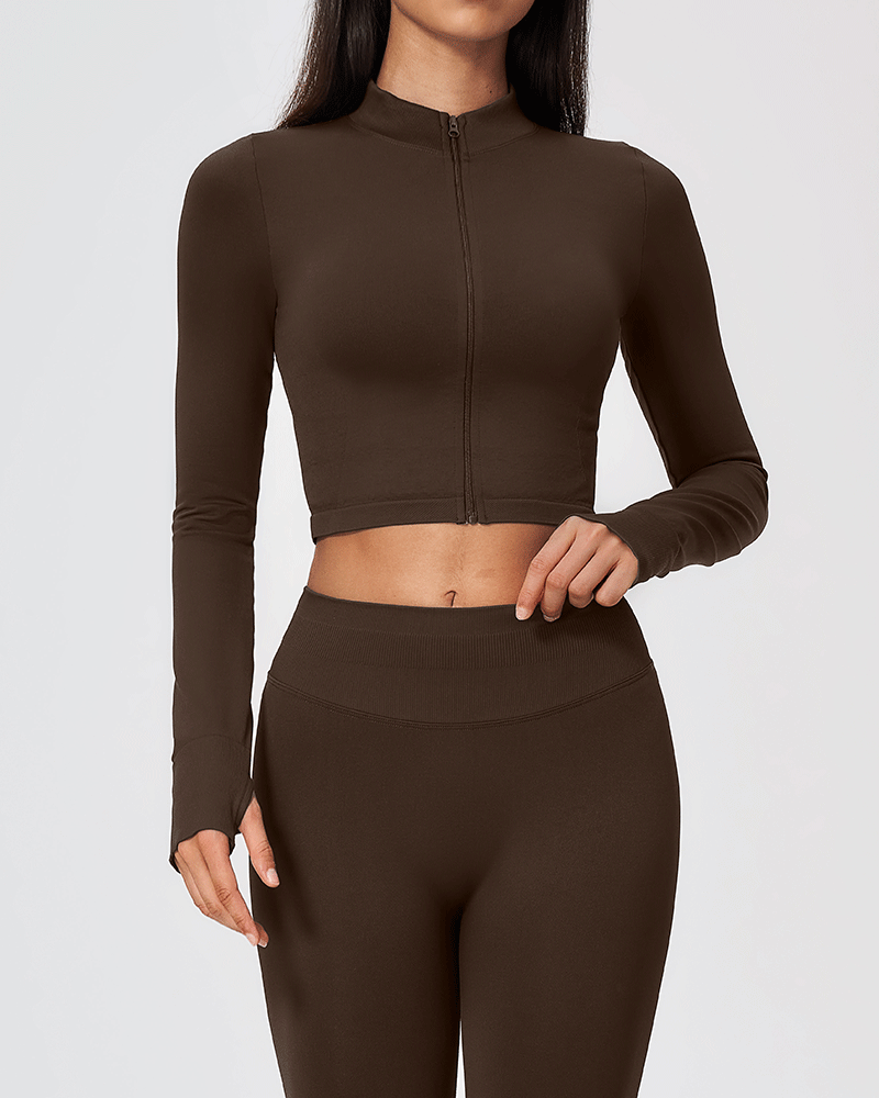 Sculpted Cropped Zip-Up Performance Jacket