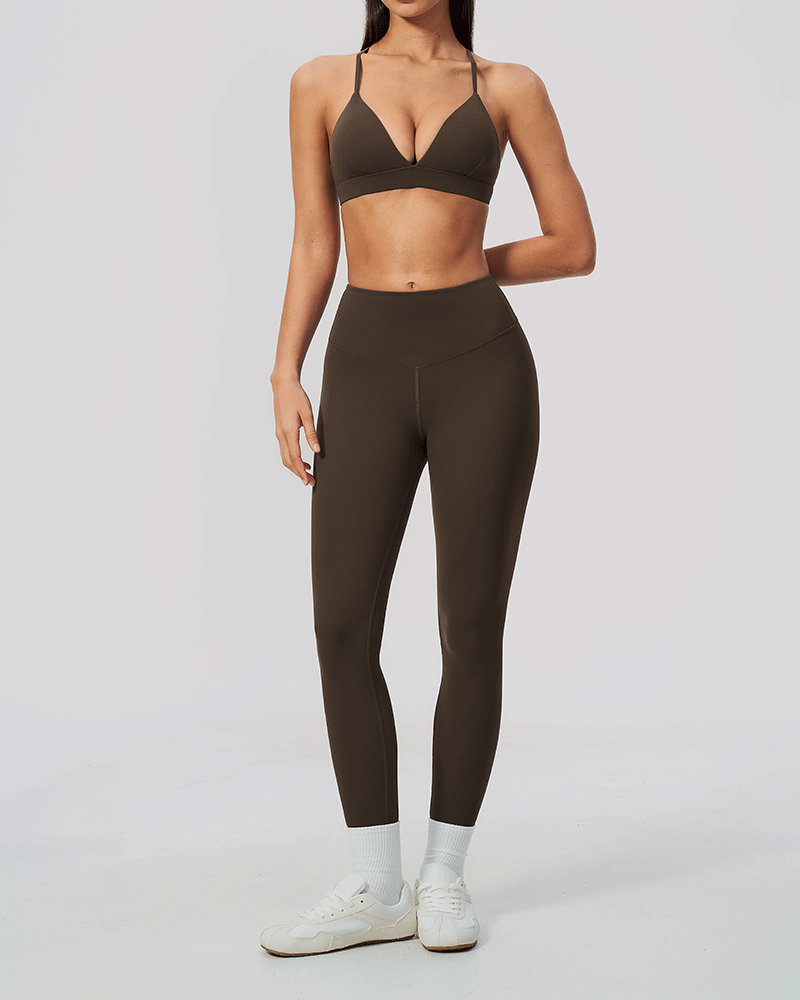 Brushed V-Neck Crossback Performance Bra