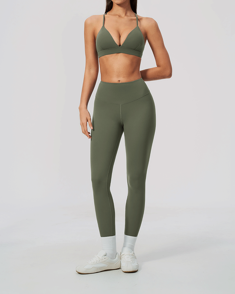 Brushed V-Neck Crossback Performance Bra
