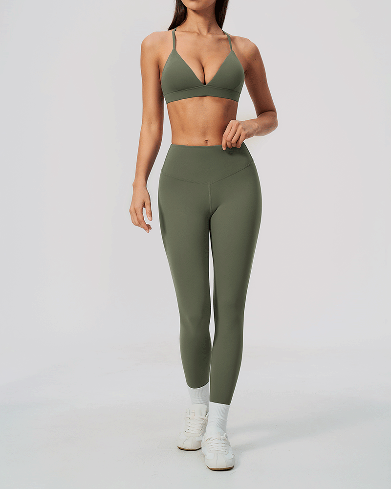 Brushed V-Neck Crossback Performance Bra