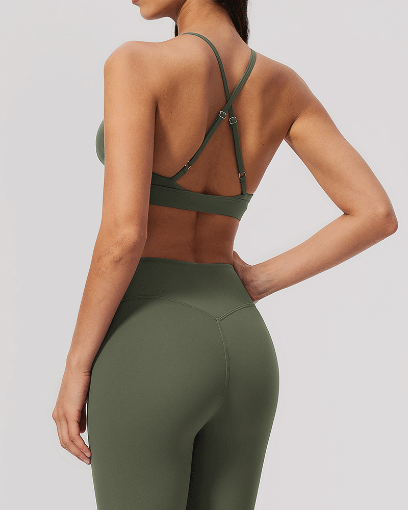 Brushed V-Neck Crossback Performance Bra