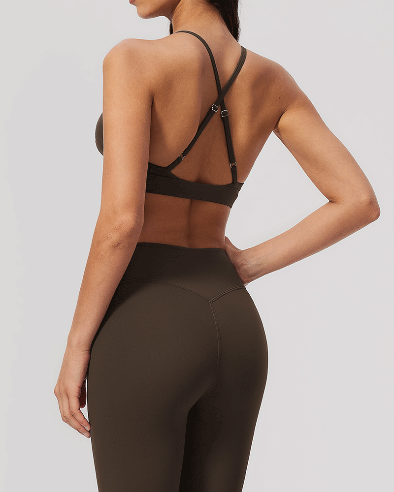 Brushed V-Neck Crossback Performance Bra