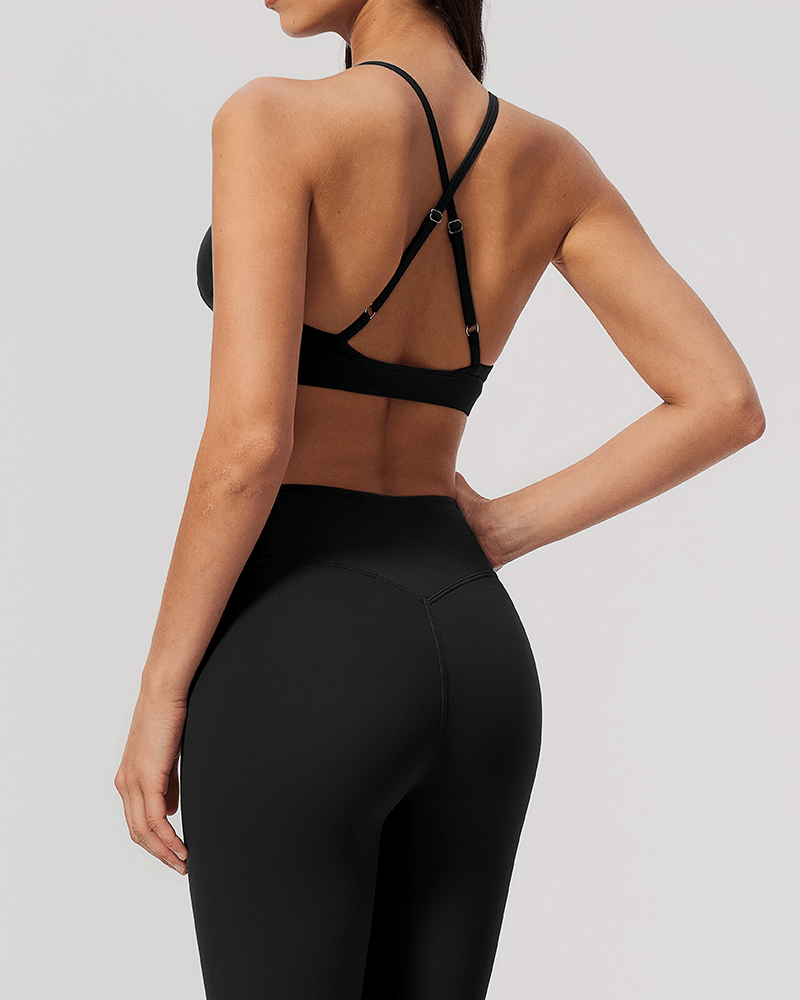 Brushed V-Neck Crossback Performance Bra
