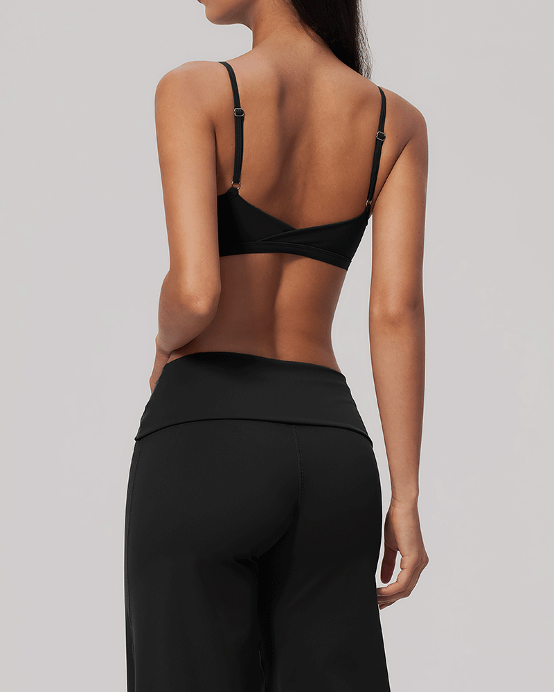 Sculpted V-Neck Open-Back Sports Bra