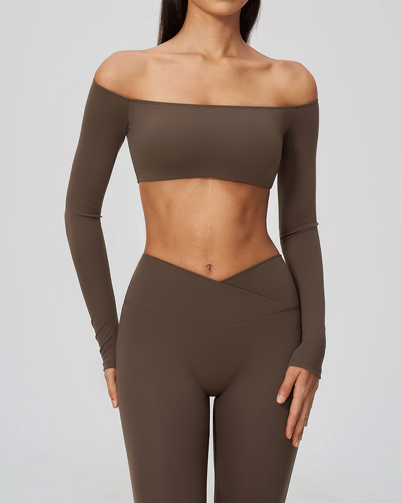 Cropped Off-Shoulder Long-Sleeve Top