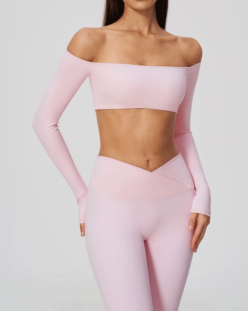 Cropped Off-Shoulder Long-Sleeve Top
