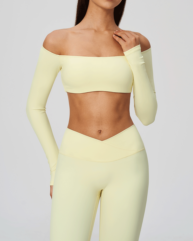 Cropped Off-Shoulder Long-Sleeve Top