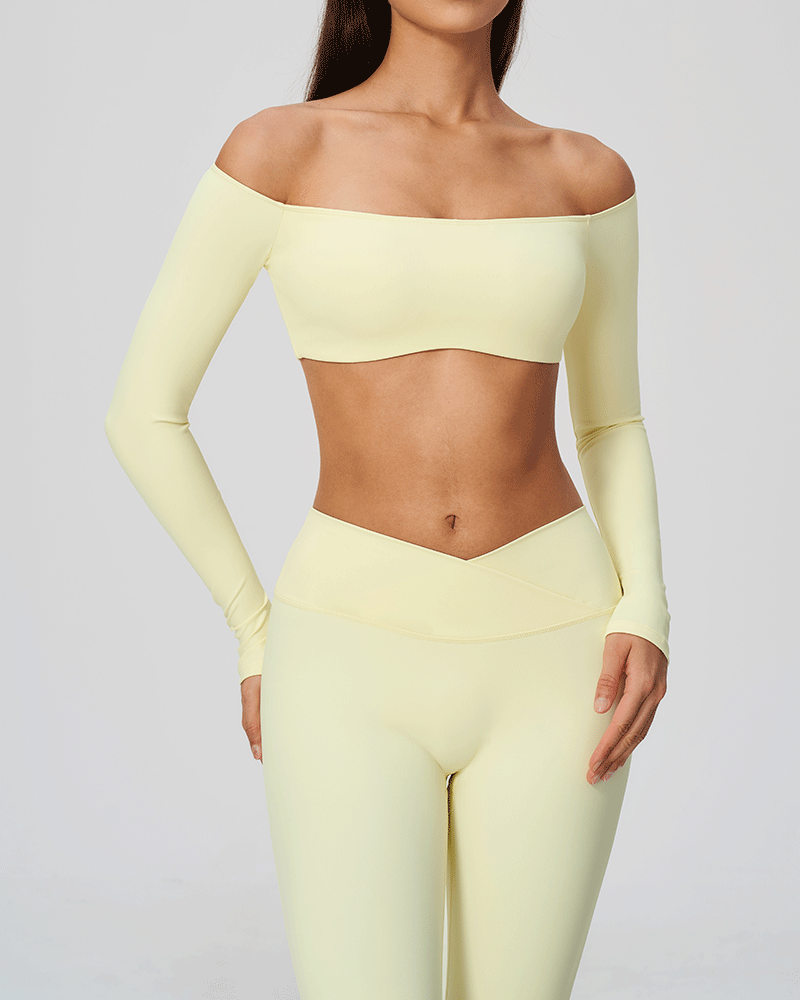 Cropped Off-Shoulder Long-Sleeve Top