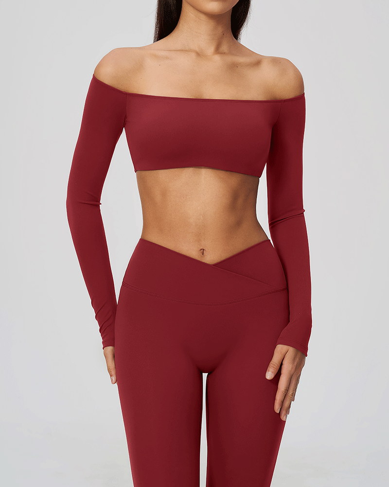 Cropped Off-Shoulder Long-Sleeve Top