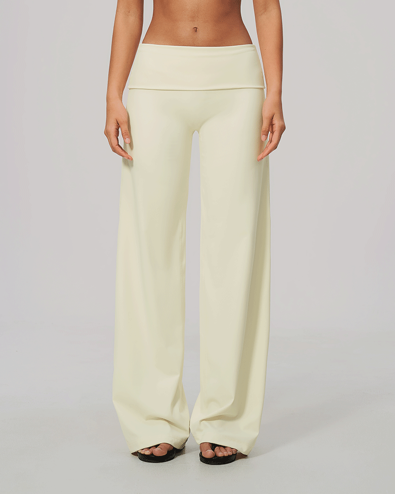 Foldover Waist Wide-Leg Performance Pants
