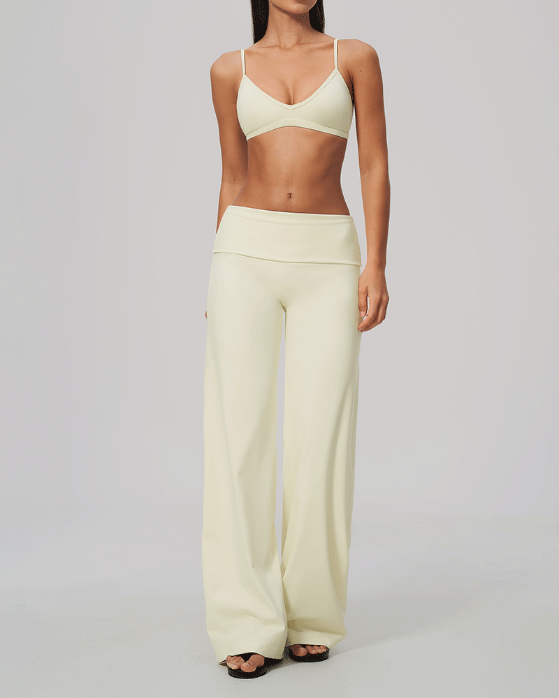 Foldover Waist Wide-Leg Performance Pants
