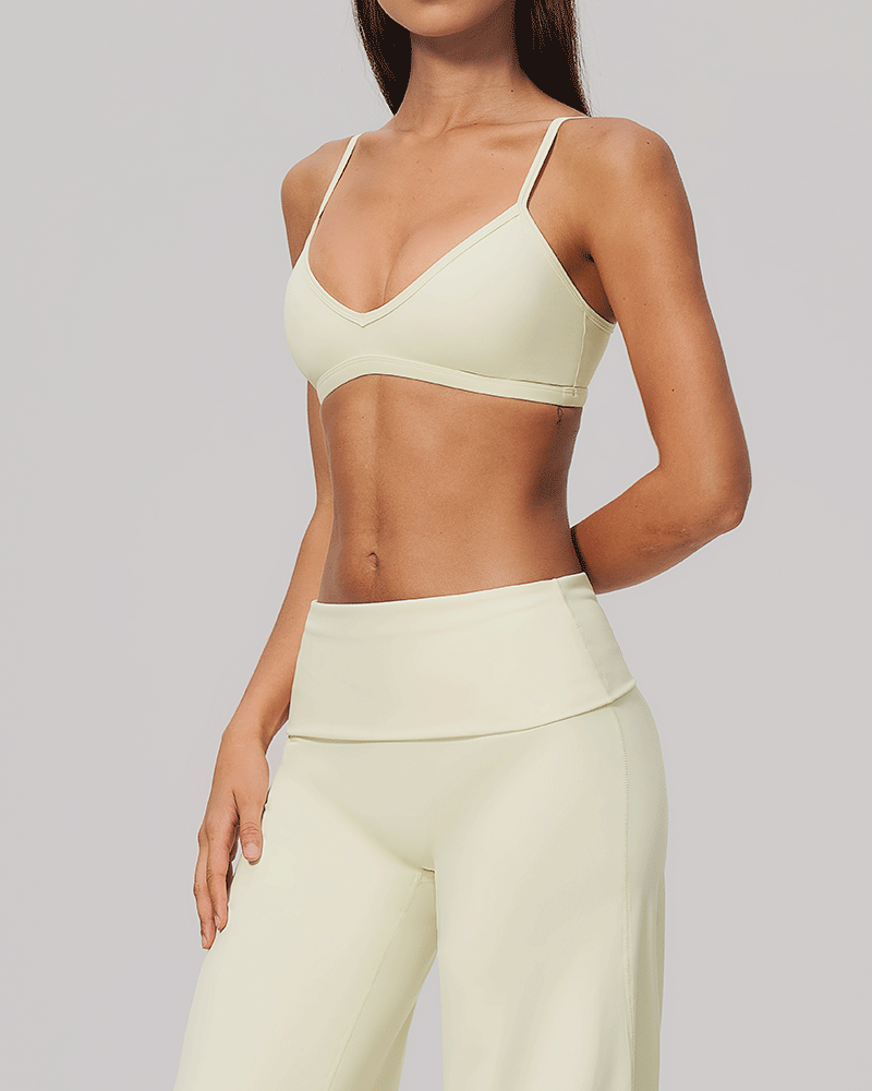 Sculpted V-Neck Open-Back Sports Bra