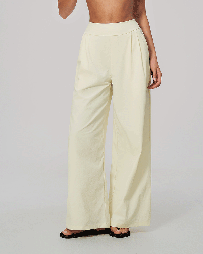 High-Waist Dual-Waistband Wide-Leg Pants