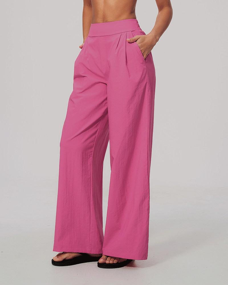 High-Waist Dual-Waistband Wide-Leg Pants