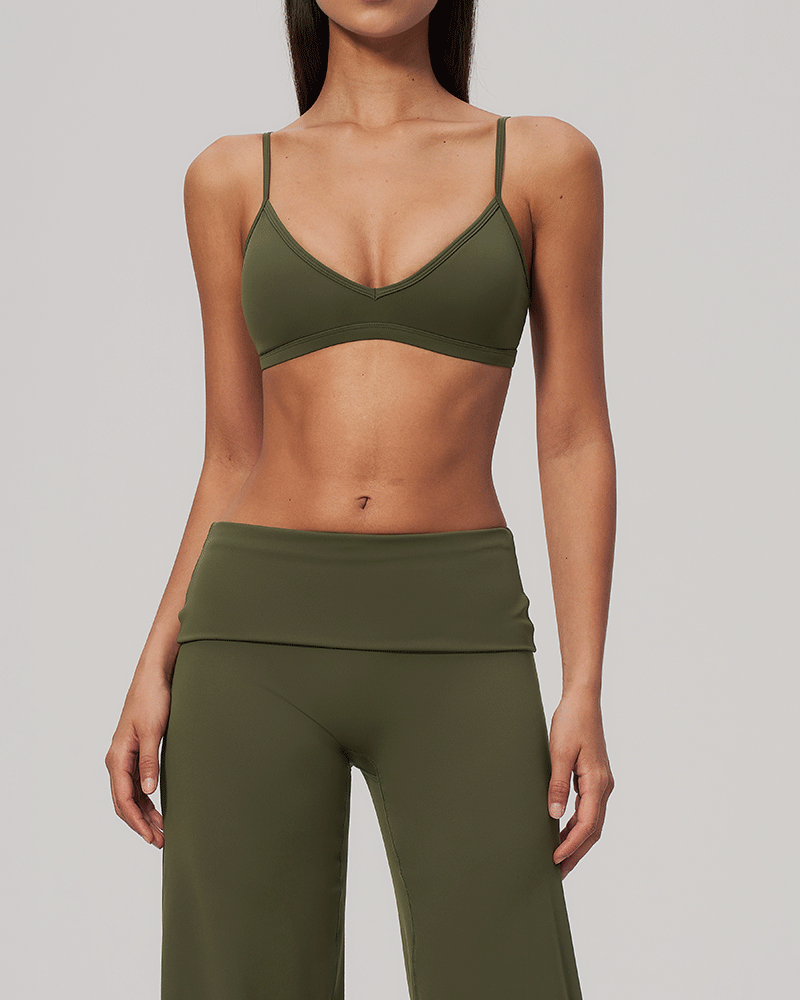 Sculpted V-Neck Open-Back Sports Bra