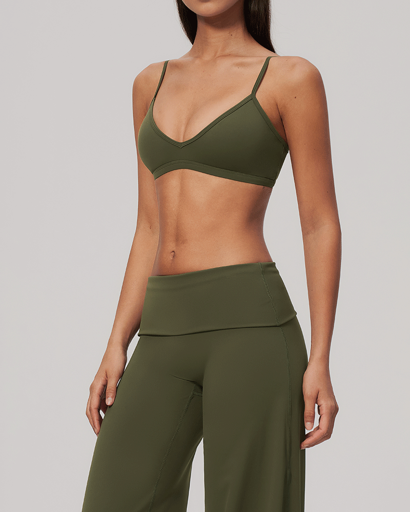 Sculpted V-Neck Open-Back Sports Bra