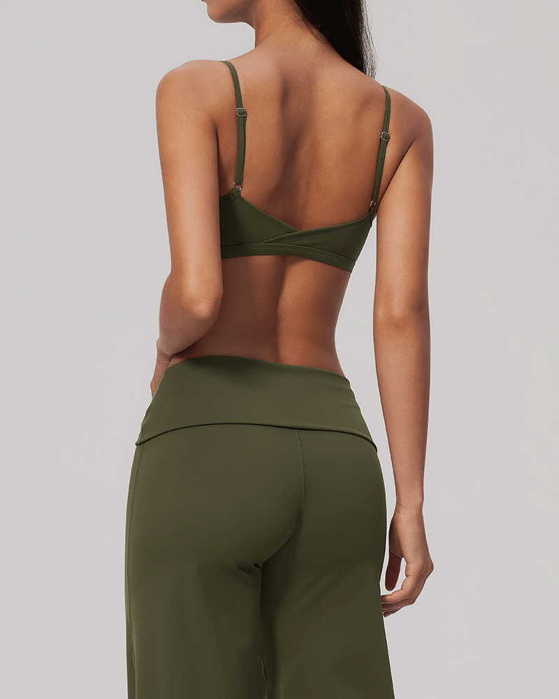 Sculpted V-Neck Open-Back Sports Bra