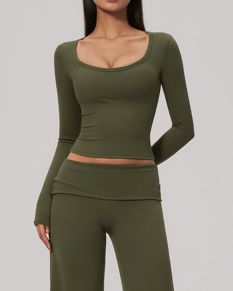 Sculpted Waist Long-Sleeve Performance Top
