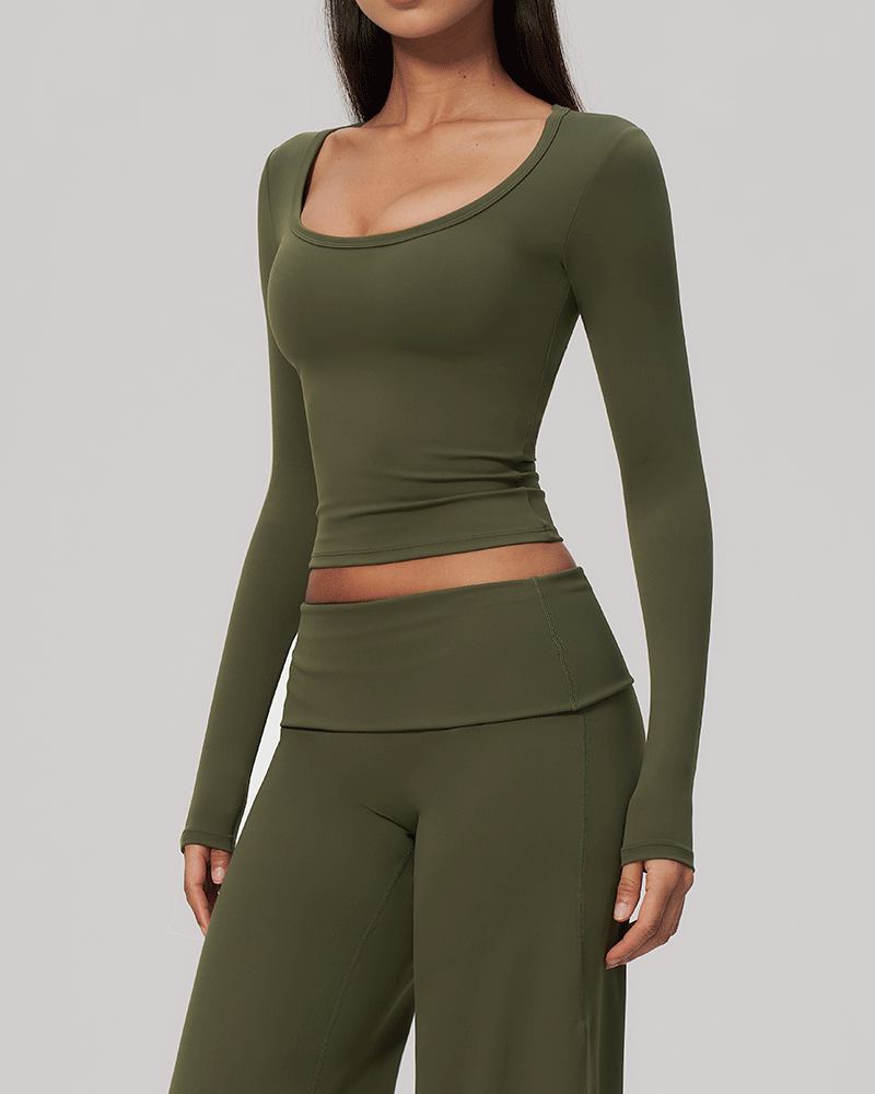 Sculpted Waist Long-Sleeve Performance Top