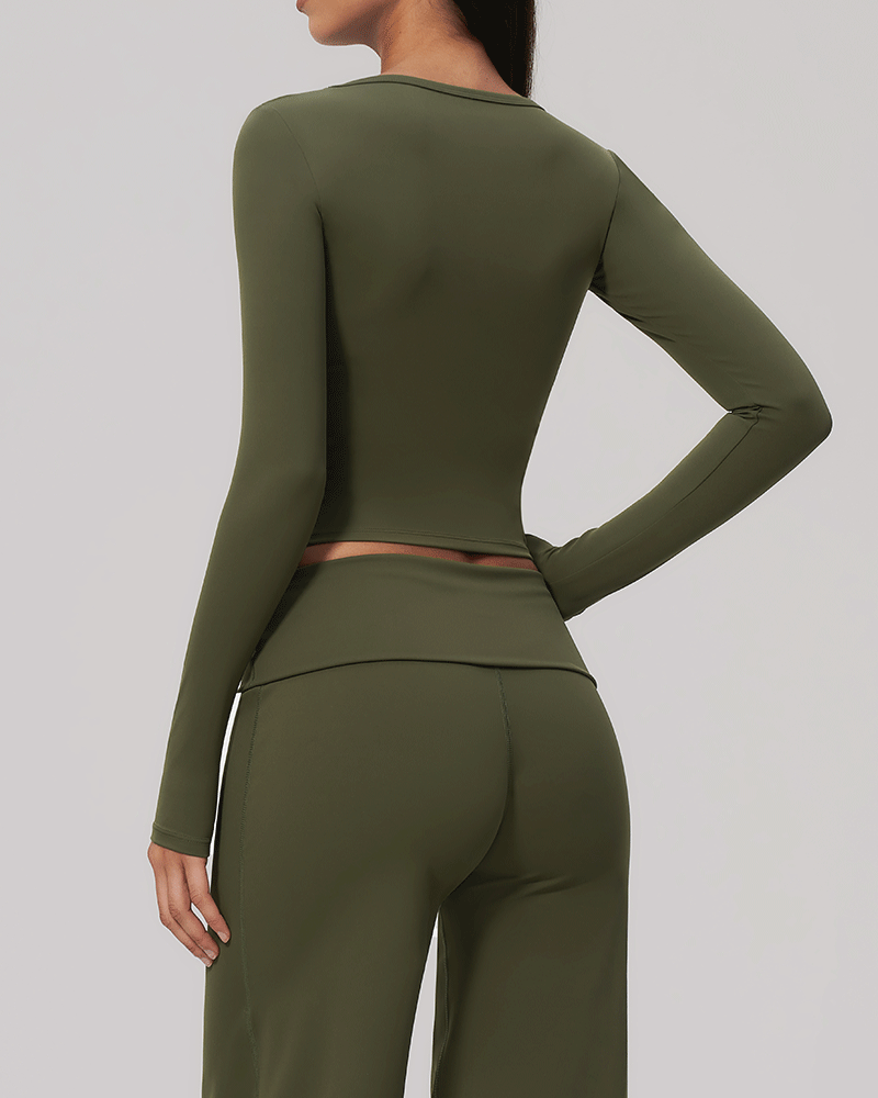 Sculpted Waist Long-Sleeve Performance Top