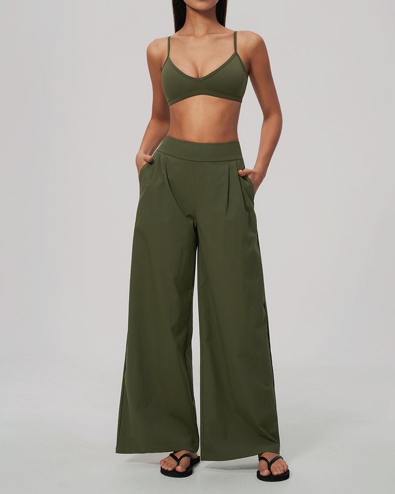 Sculpted V-Neck Open-Back Sports Bra
