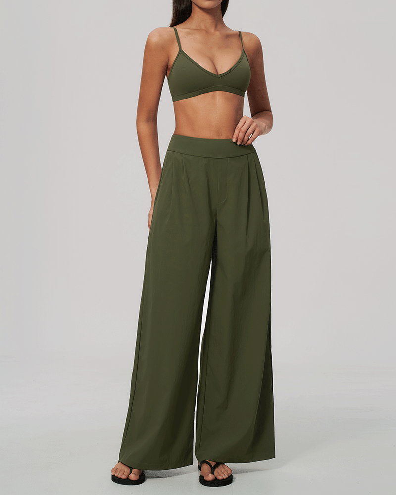 Sculpted V-Neck Open-Back Sports Bra