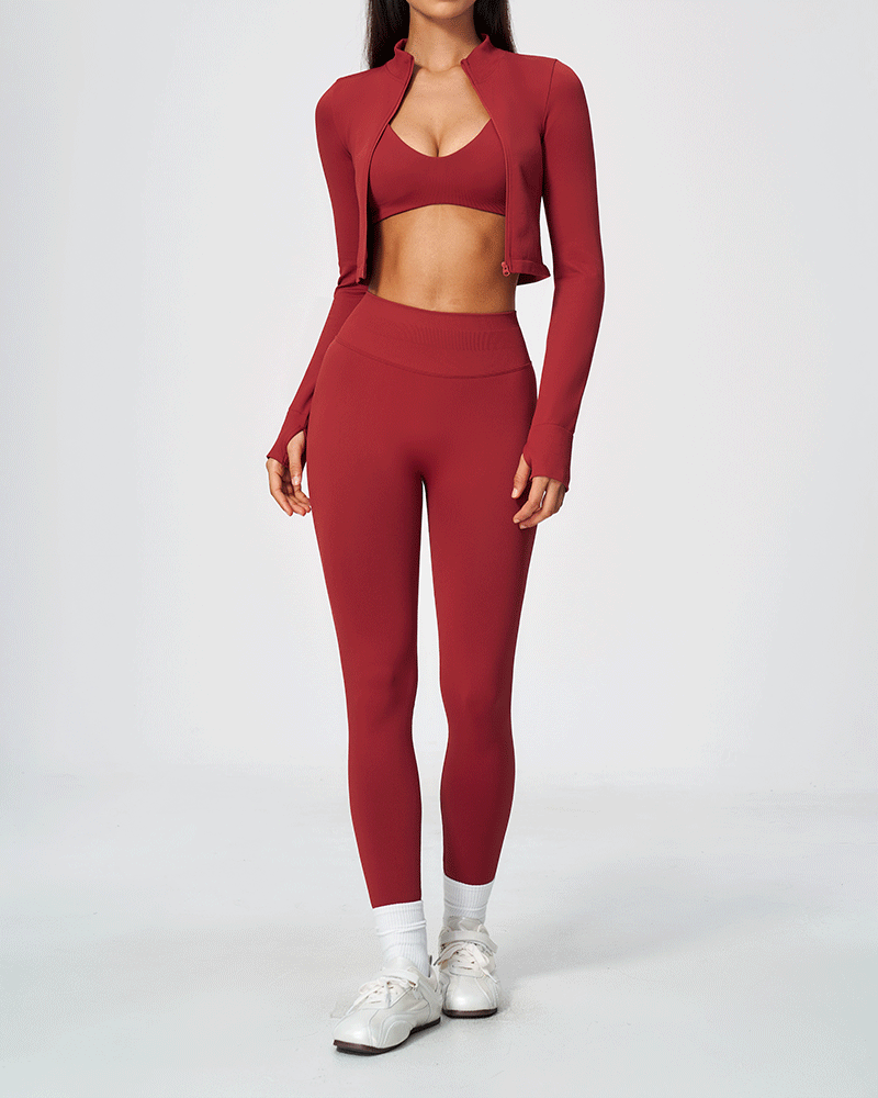Sculpted Cropped Zip-Up Performance Jacket