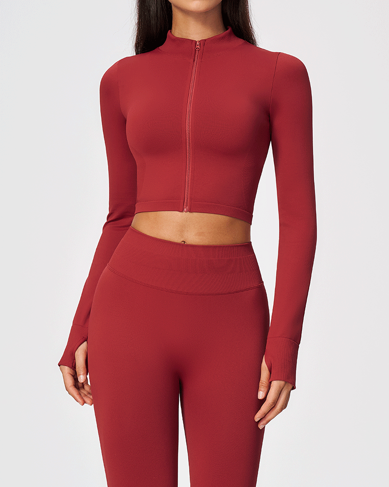 Sculpted Cropped Zip-Up Performance Jacket