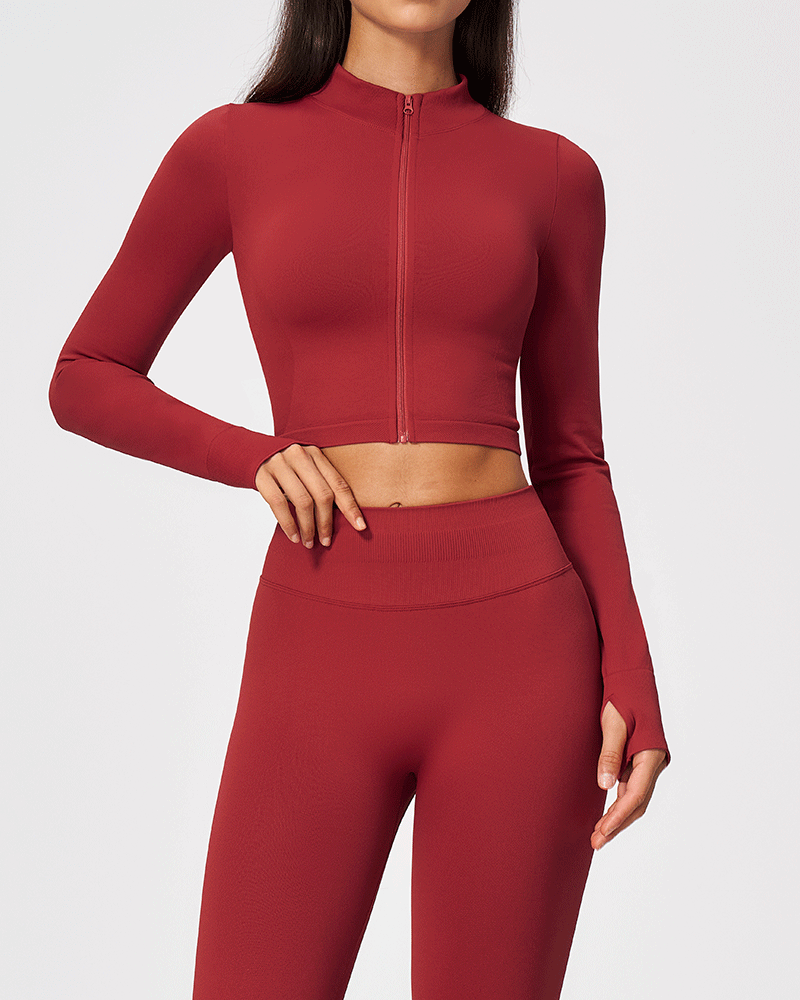Sculpted Cropped Zip-Up Performance Jacket
