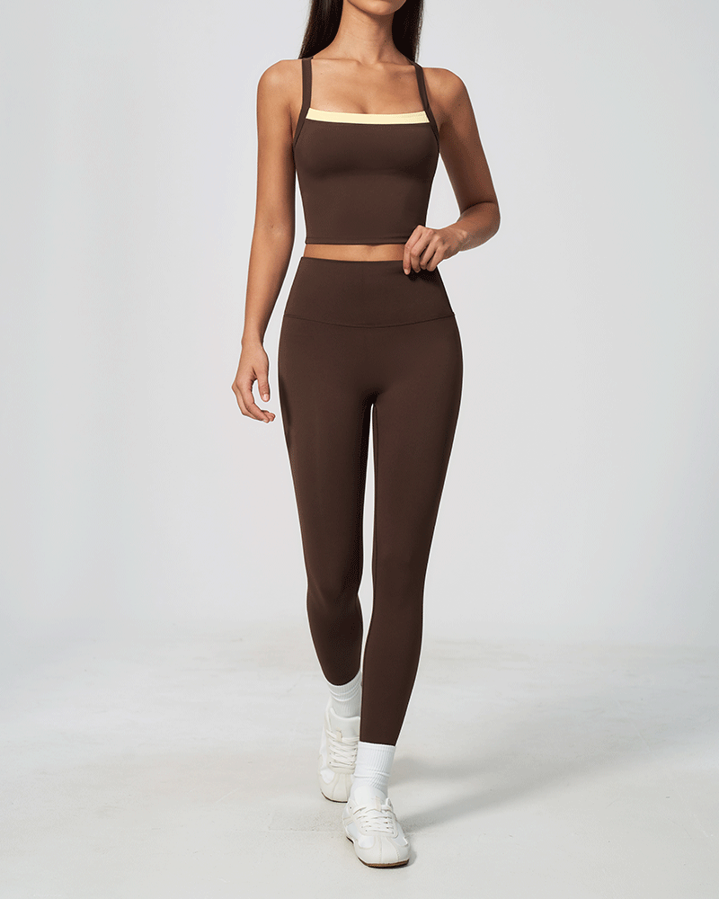 Layered Color-Block Crossback Yoga Tank