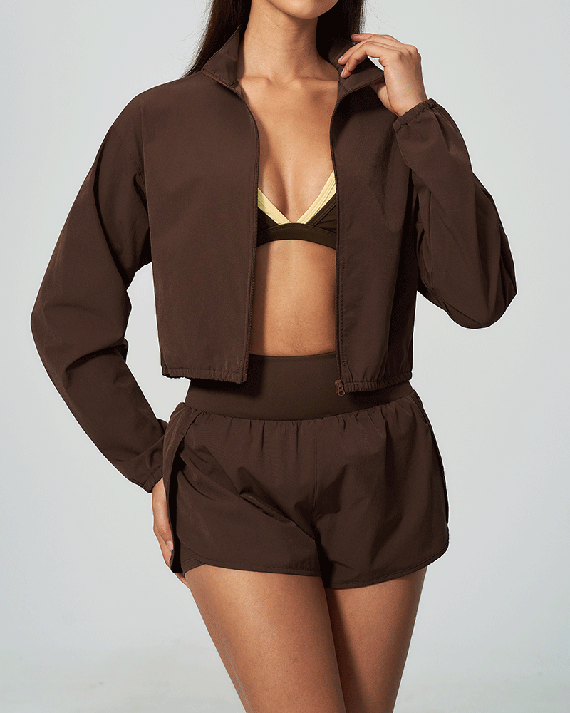 Cropped High-Neck Performance Jacket