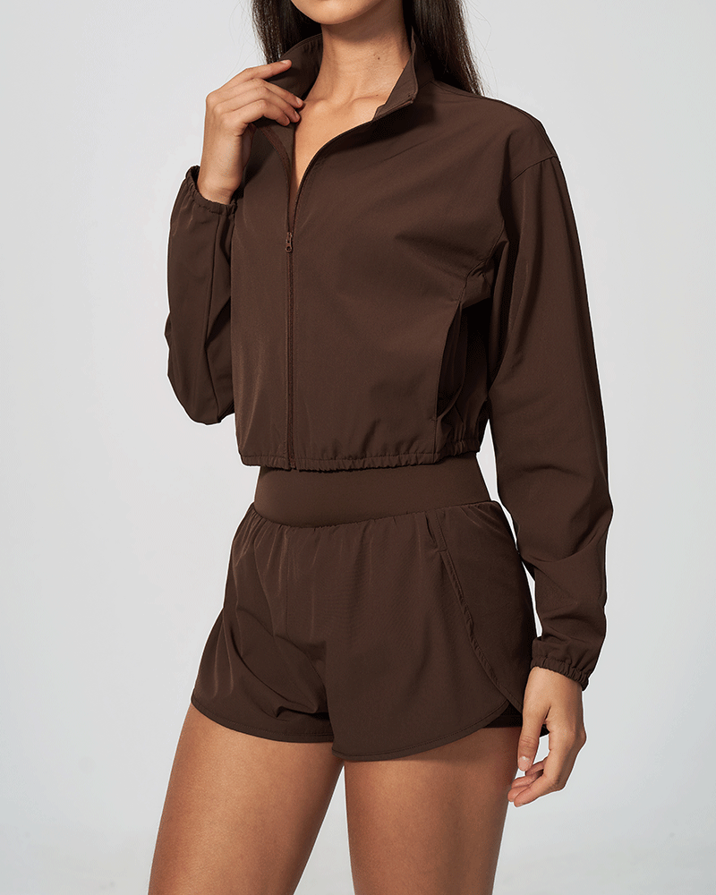 Cropped High-Neck Performance Jacket