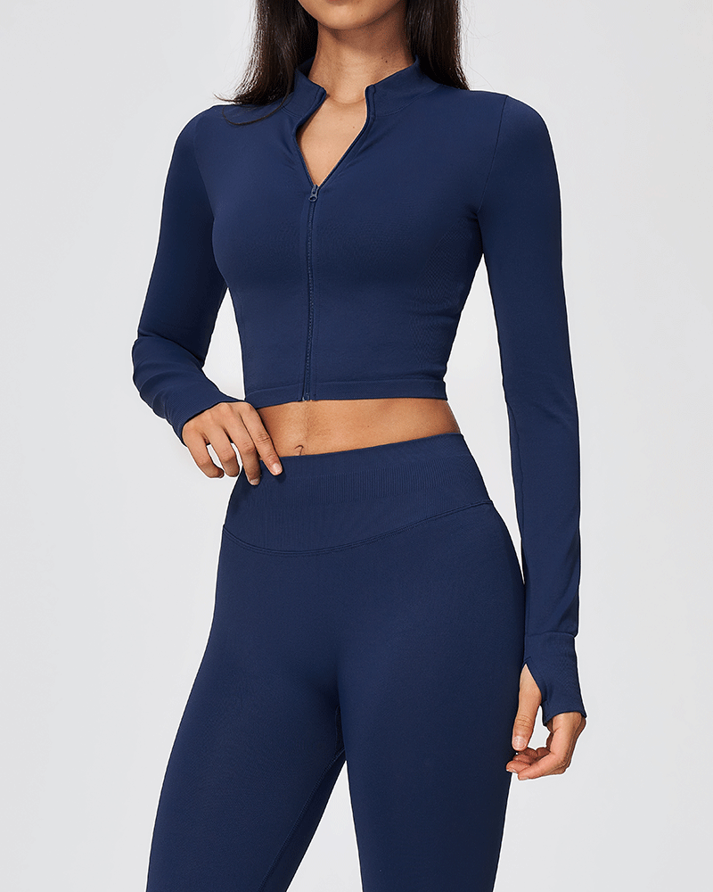 Sculpted Cropped Zip-Up Performance Jacket