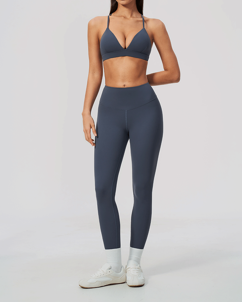 Brushed V-Neck Crossback Performance Bra