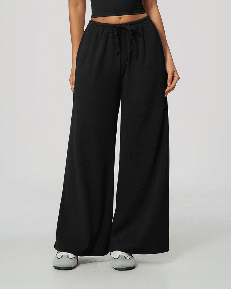 Drawstring Relaxed Wide-Leg Pants