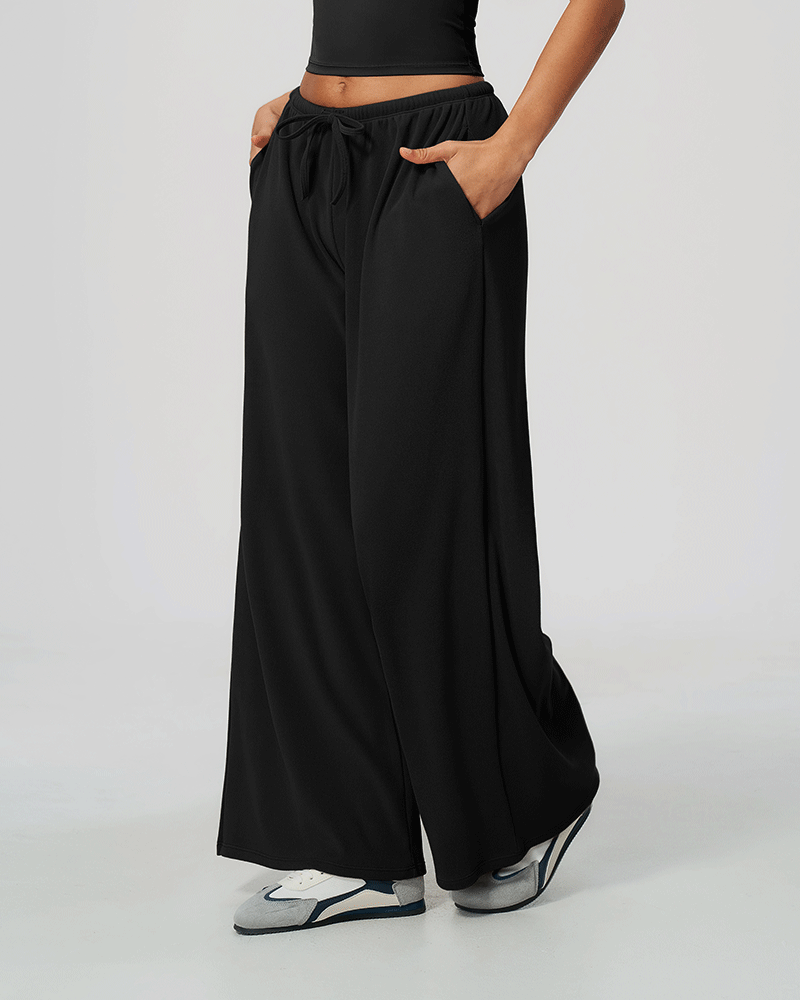 Drawstring Relaxed Wide-Leg Pants